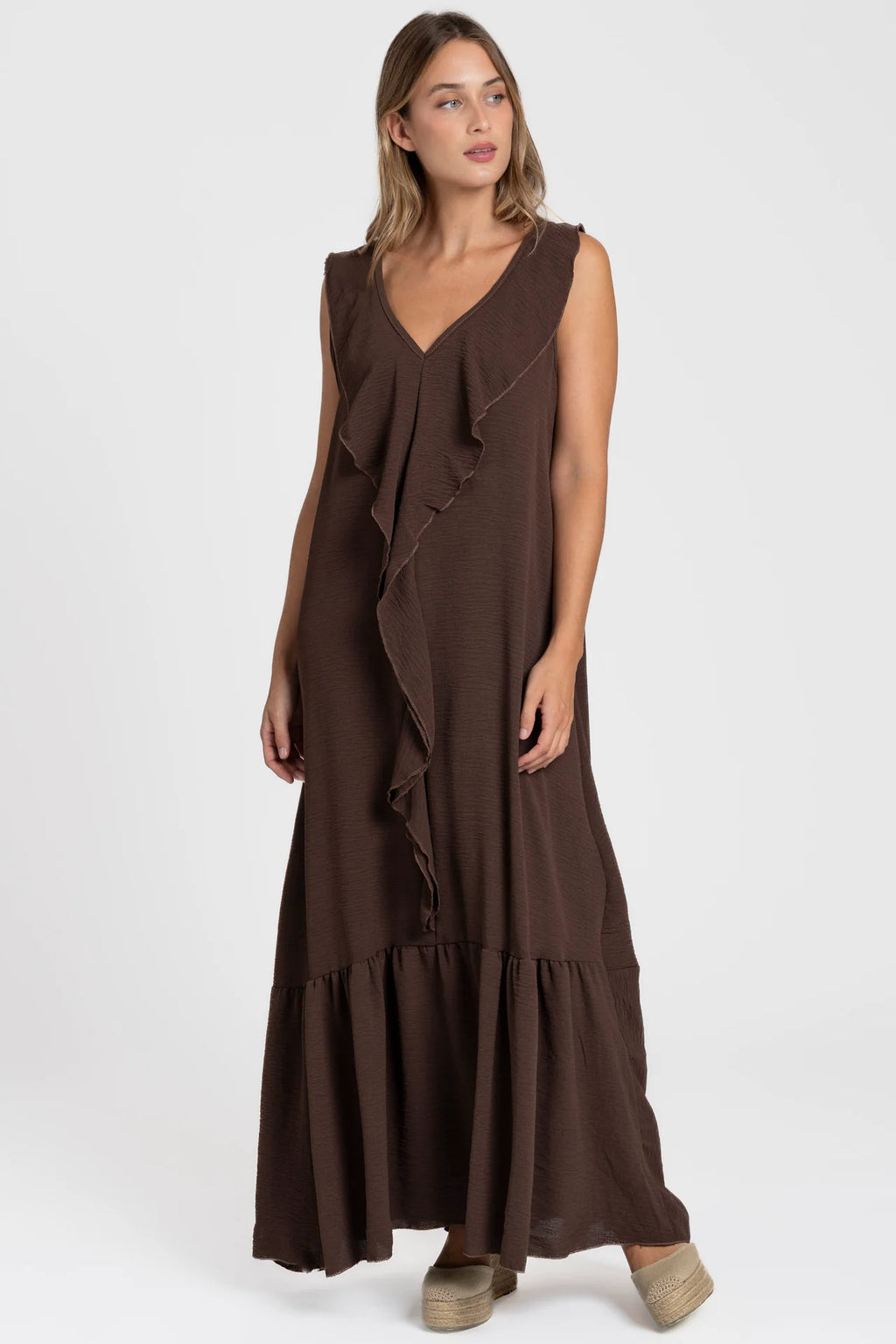 VESTIDO ONDA MARRON