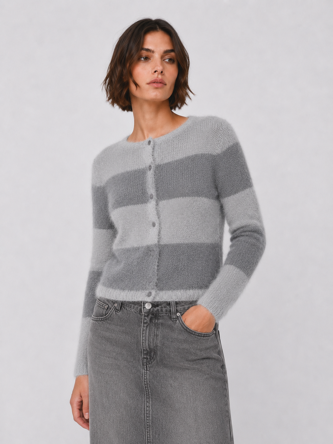 CARDIGAN ALEN WIDE GRIS
