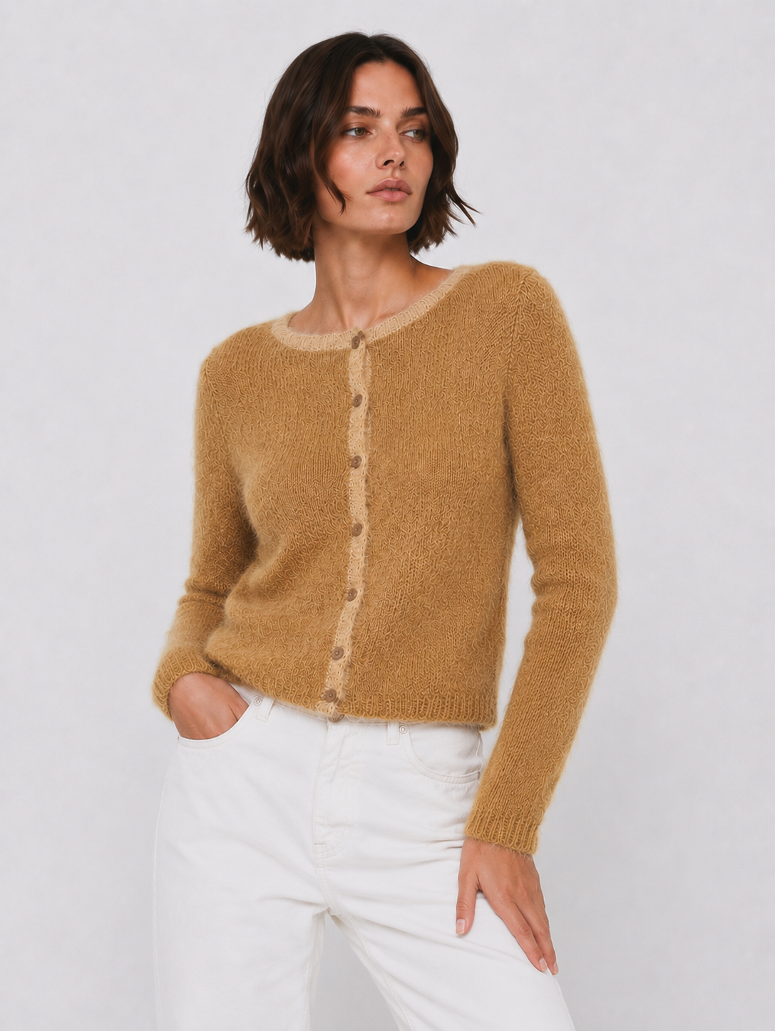 CARDIGAN ALEN BORDE OCRE