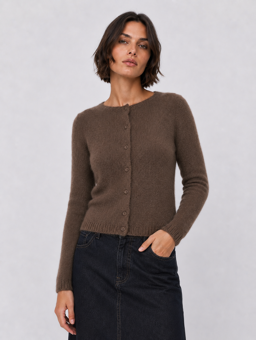 CARDIGAN ALEN LISO EBANO